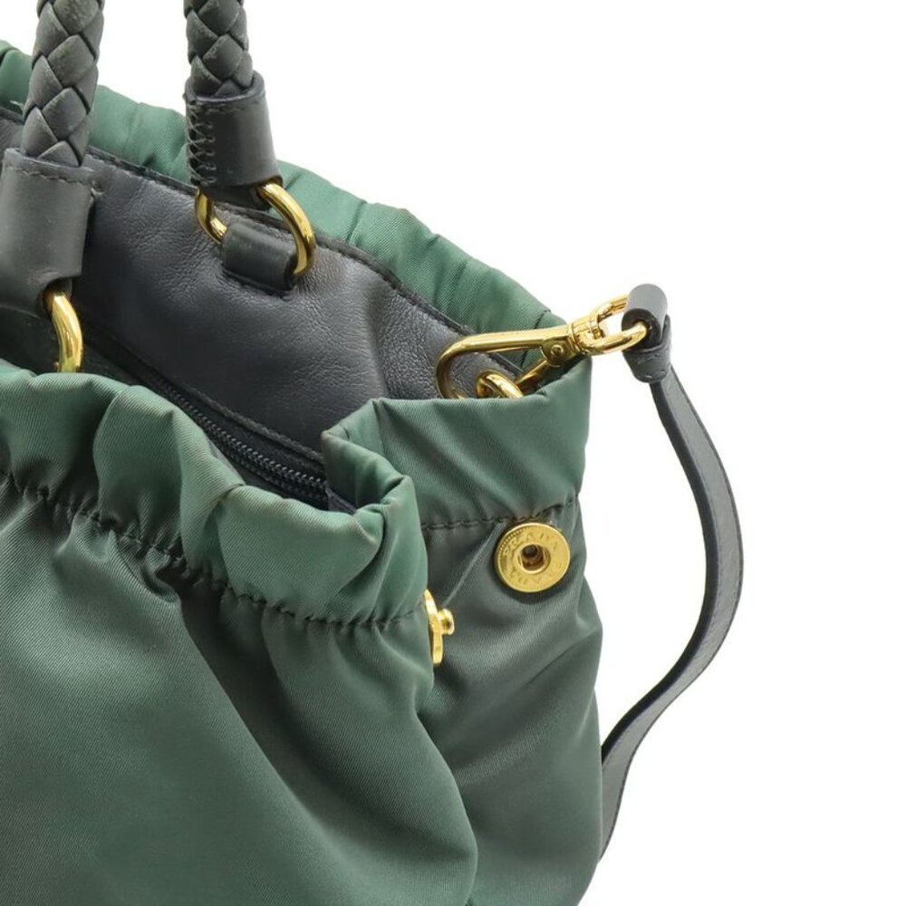 Prada Gathered Ribbon Handbag Braided 2-Way Shoulder Bag Nylon Ardesia - Picture 5 of 8
